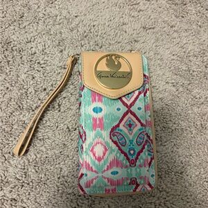 Pink and Aqua Wristlet